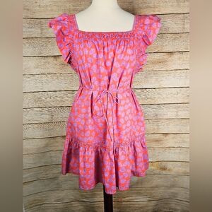 Gap NWT Cotton Floral Print Ruffle Sleeve Dress with Pockets Size Large